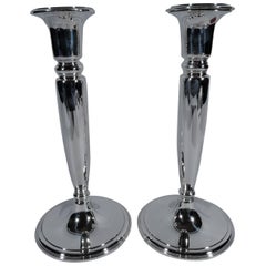 Pair of American Modern Sterling Silver Candlesticks by Tiffany