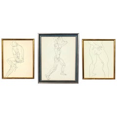 Selection of Figural Line Drawings or Gallery Wall by Miriam Kubach
