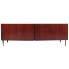 Long Paul McCobb Travertine Top Sideboard