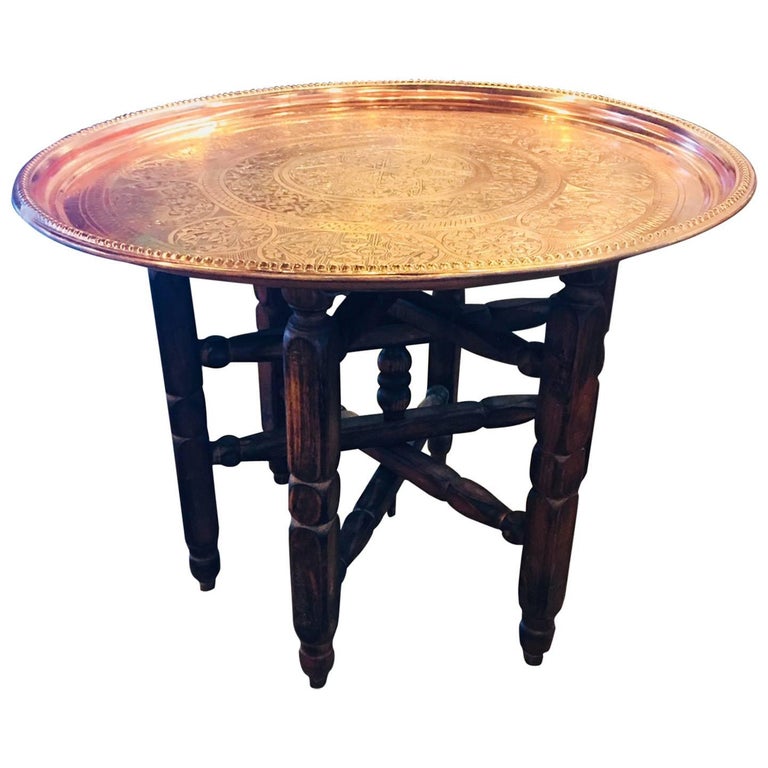 Boho Copper Tray Table at 1stDibs