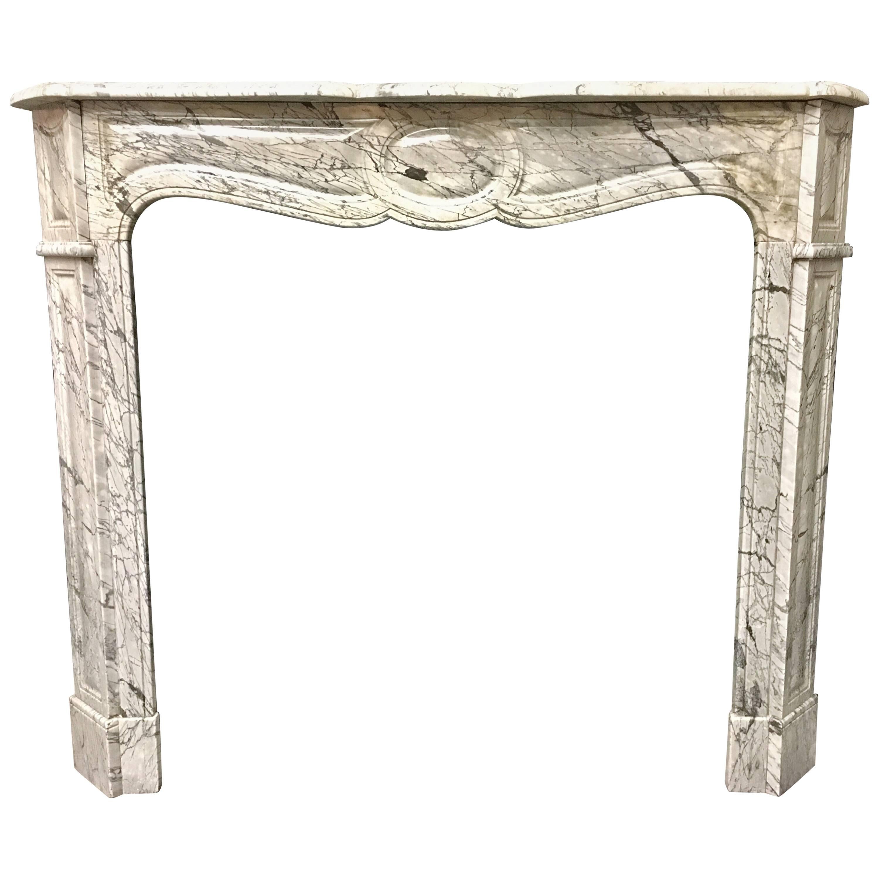 Antique French Victorian Louis XVI Marble Fireplace Surround