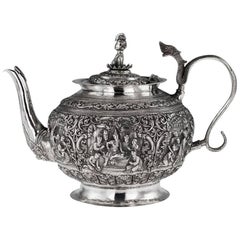 Antique Burmese Solid Silver Sculptural Teapot, Myanmar, circa 1900