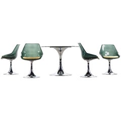 Unique Lucite Tulip Seating Group from France Chrome Green