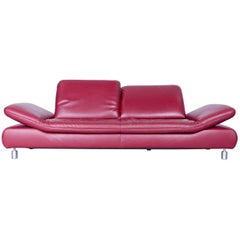 Koinor Rivoli Designer Three-Seat Sofa in Red Wine Leather Function Modern