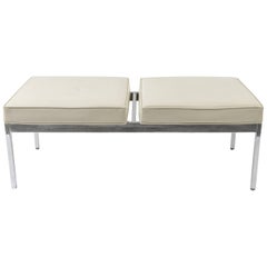 Midcentury Upholstered Bench with Chrome Legs