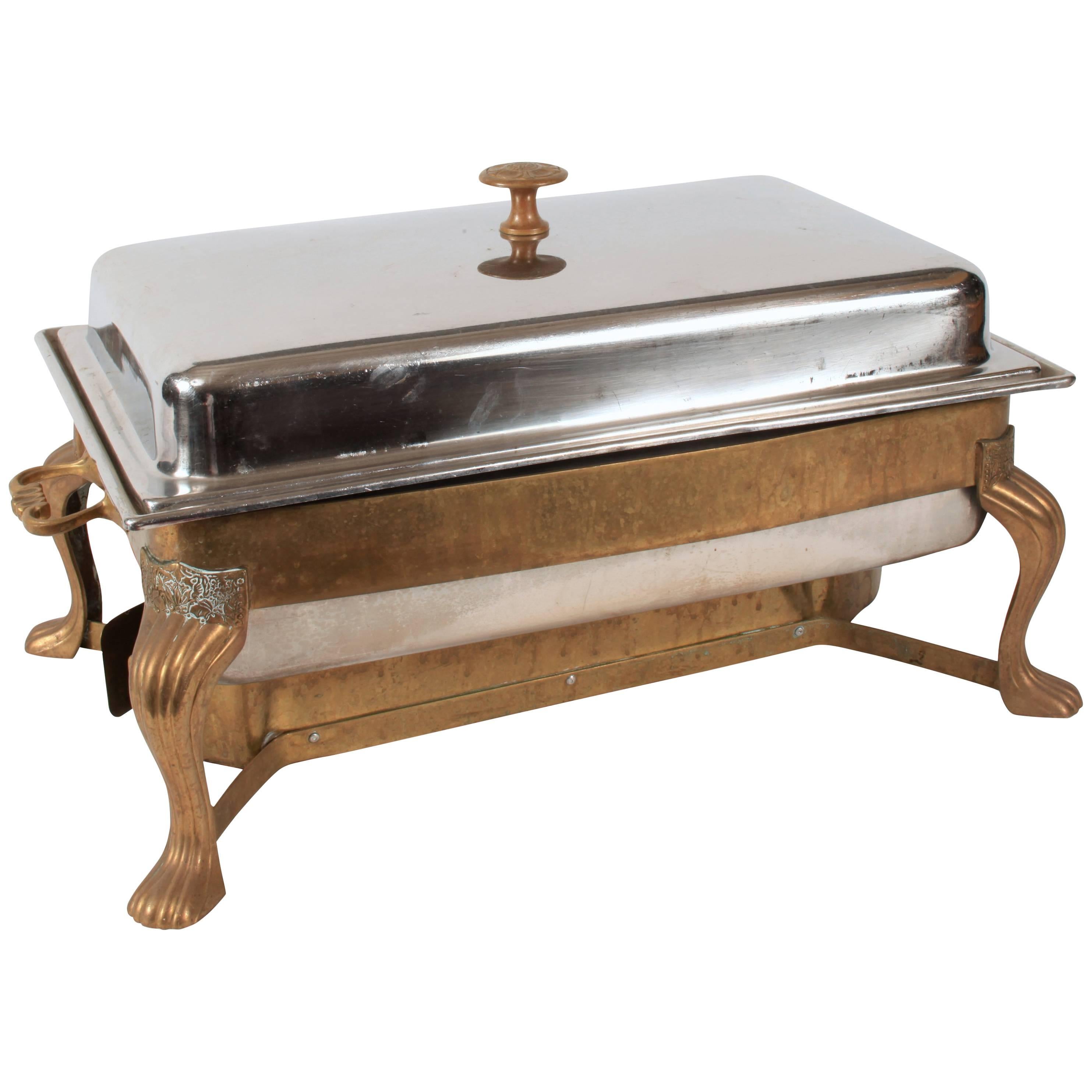 Food Warmer with Brass Stand, Two Available For Sale