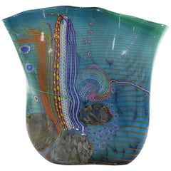 Vintage Chris Hawthorne and James Nowak Art Glass Aquarium Vase, circa 1989