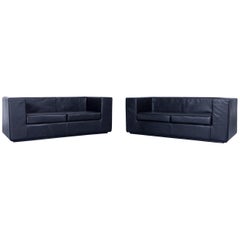 Zanotta Throw Away Sofa Set Black Two-Seat Couch Design Willie Landels