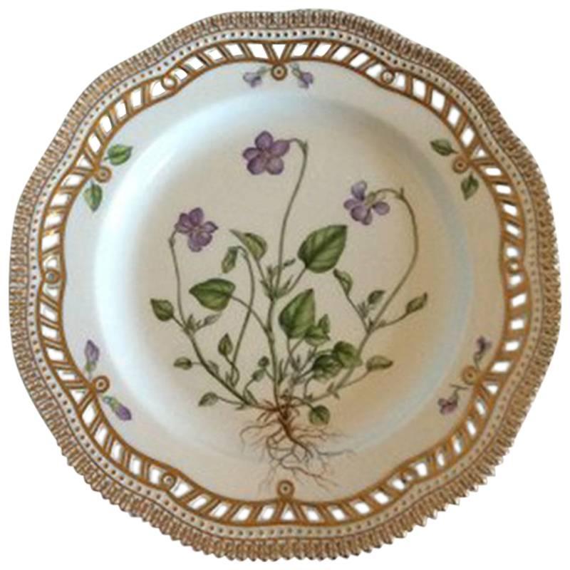 Royal Copenhagen Flora Danica Lunch Plate with Pierced Border #3554 For Sale