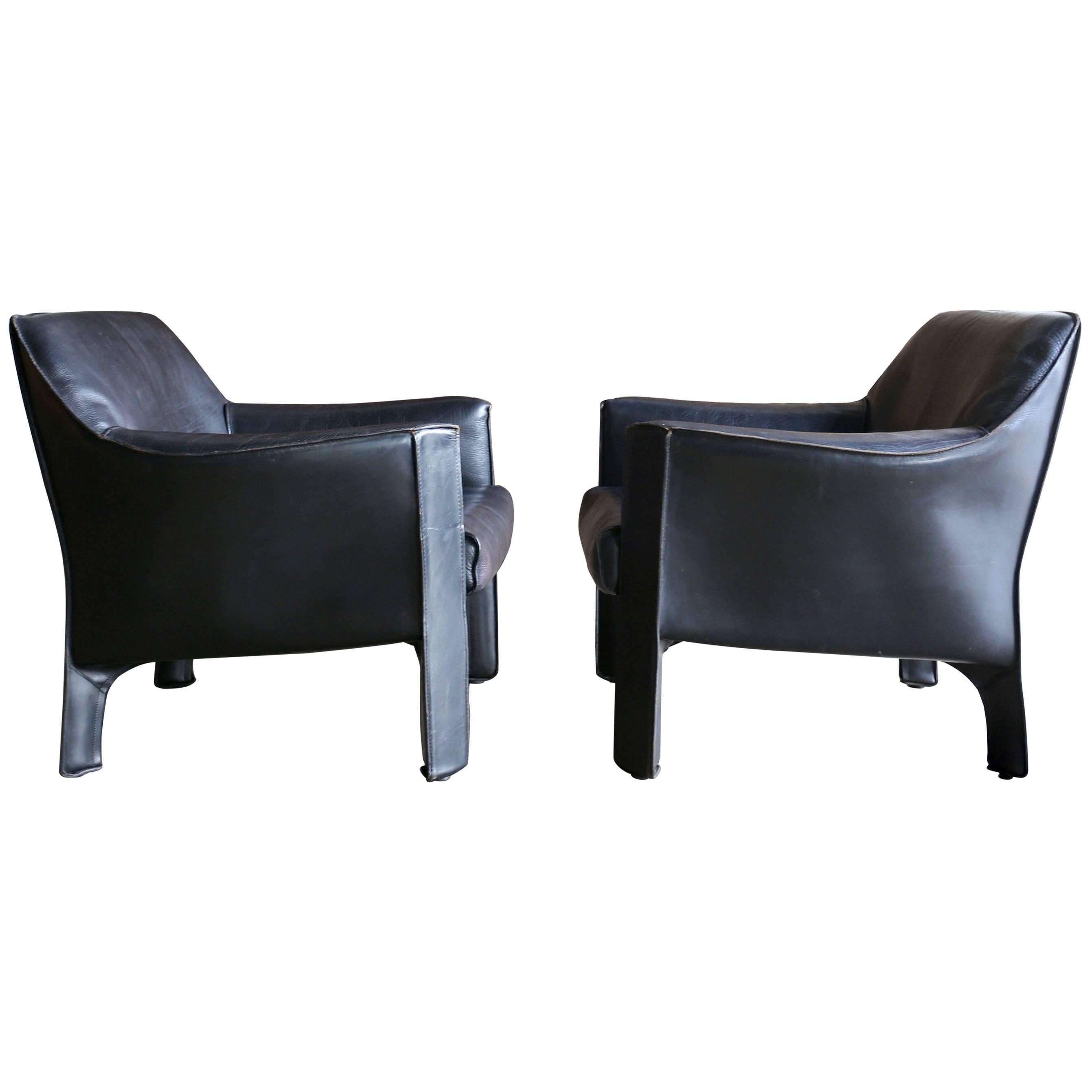 Pair of Large CAB Lounge Chairs by Mario Bellini for Cassina