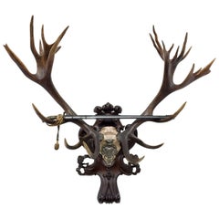 Austrian Red Stag Trophy with Original Dress Sword of Kaiser Wilhelm II