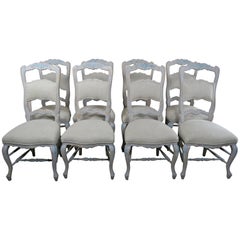 Set of Eight French Country Dining Chairs