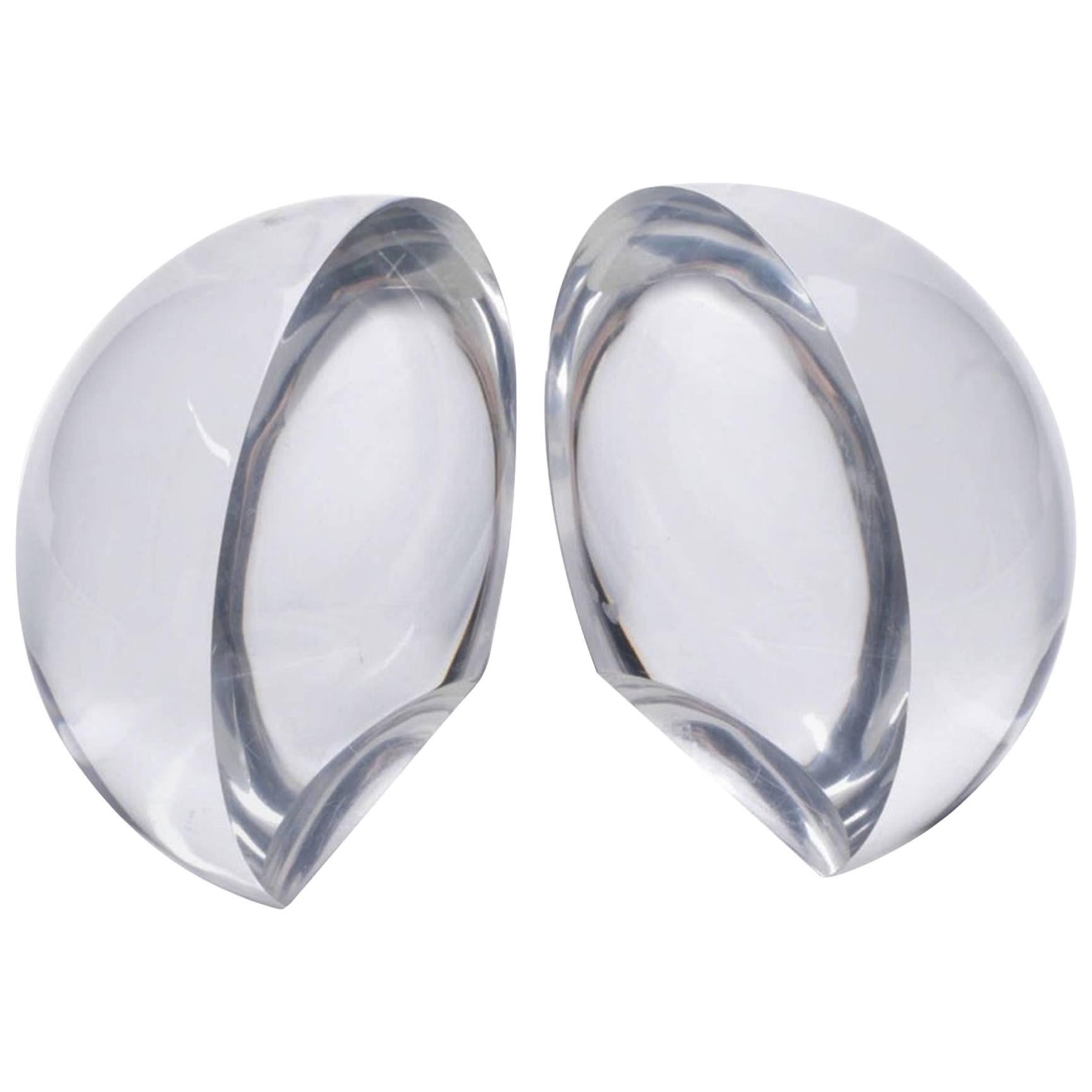 Spherical Shape Lucite Bookends