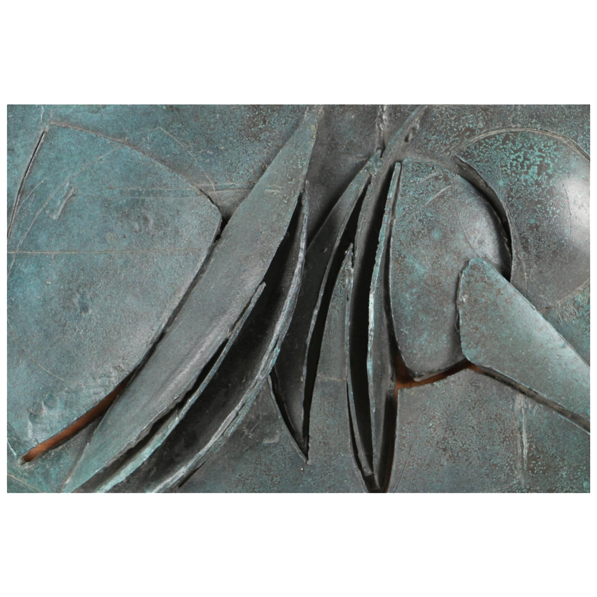 Midcentury Brutalist Style Brass Sculpture Signed Voss, Edition 2/7
