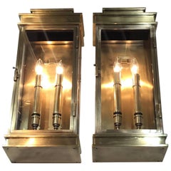 Pair of Brass Wall Mounting Lanterns