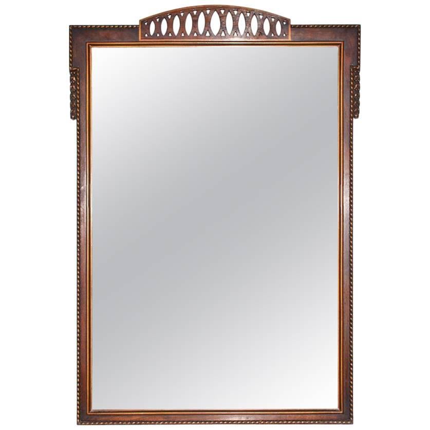Vintage Neoclassical Mahogany Mirror For Sale
