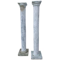 Pair of Tall Distressed Painted Doric Order Columns