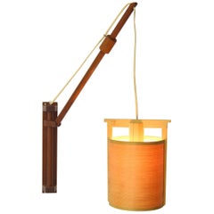 Adjustable Vintage Teak and Pine Wall Light, circa 1950s
