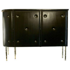 Retro Jacques Adnet 1950s Black Bamboo Bar