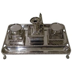 Antique Sterling Silver Victorian Inkstand Charles Stuart Harris, London, 1897