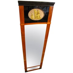 Biedermeier Wall Mirror, Cherrywood, Golden Decor, South Germany, circa 1820