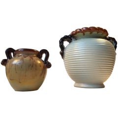 Set of Danish Art Deco Earthenware Vases by Knabstrup, 1930s