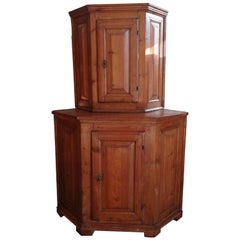 19th Century Italian Light Brown Firewood Corner cupboard