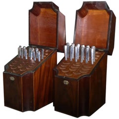 Antique Pair of George III Mahogany Knife Boxes, 1760-1820