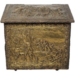 Victorian  Brass  Container for Coal or Firewood