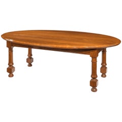 Antique Oval 19th Century Colonial Hardwood Campaign Table