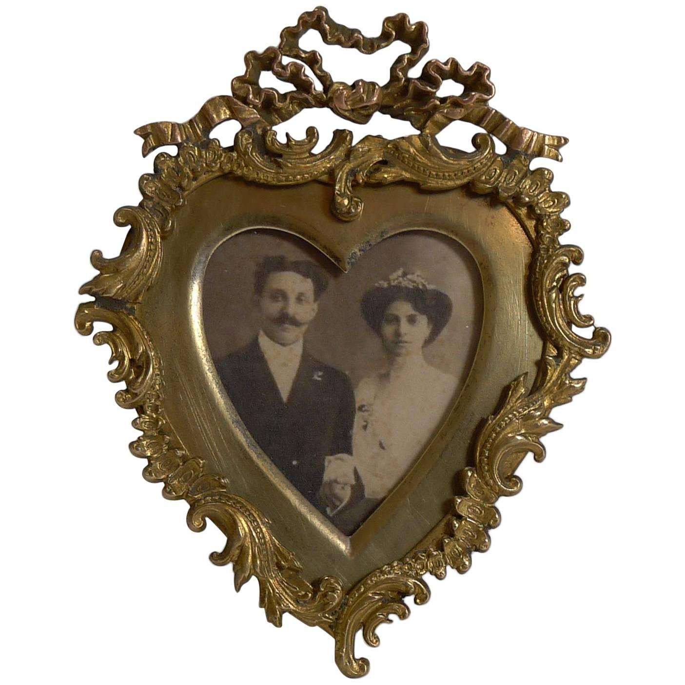 Quality Small Antique Heart Shaped Photograph Frame, circa 1880