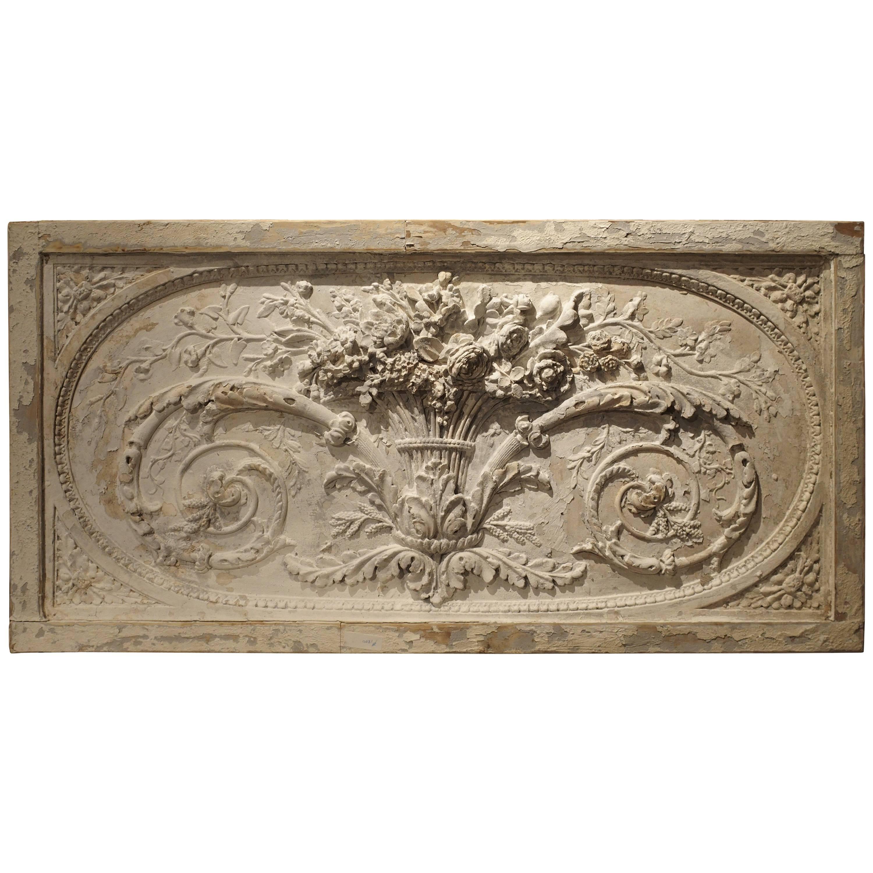 Architectural Plaster and Wood Overdoor Panel from Provence, France