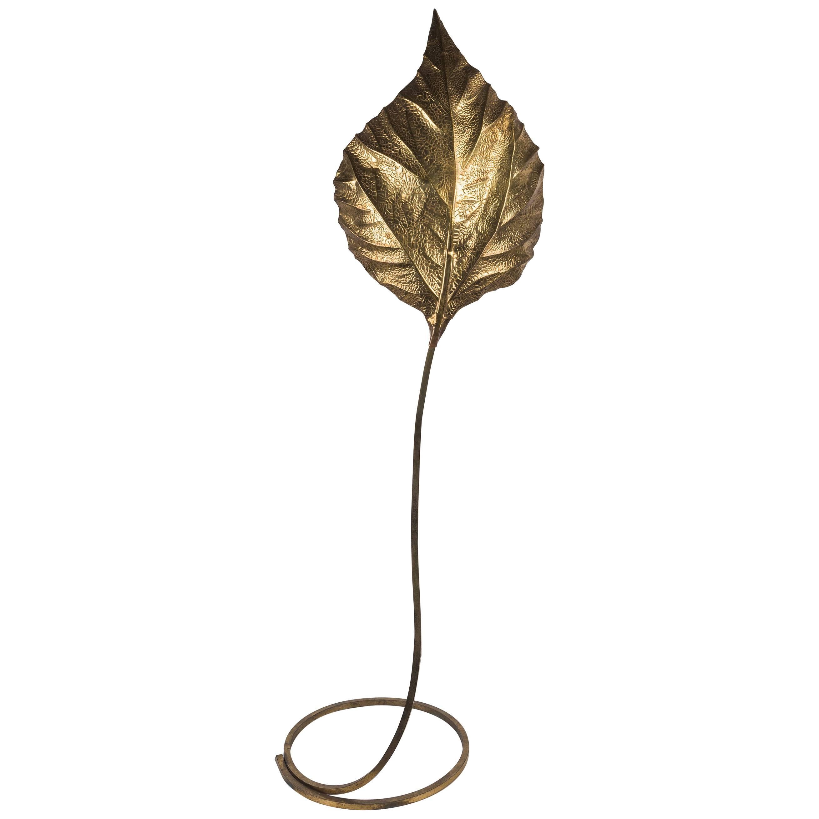 Tommaso Barbi, Iconic Rhubarb Leaf Brass Floor Lamp For Sale