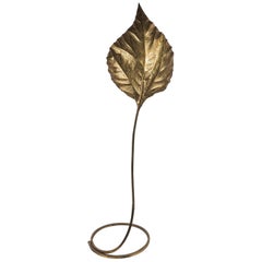 Vintage Tommaso Barbi, Iconic Rhubarb Leaf Brass Floor Lamp