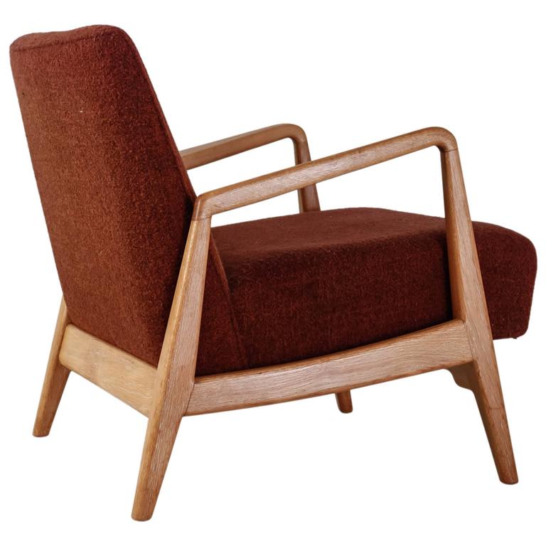 Jens Risom Lounge Chair And Ottoman Having Nos Vtg Knoll Fabric At Jens Risom Walnut Lounge Chair With Red Brown Wool Cushions Usa 1950s