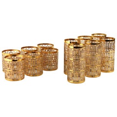 Sets of Imperial Glass Co. Glasses with Gold Enamel