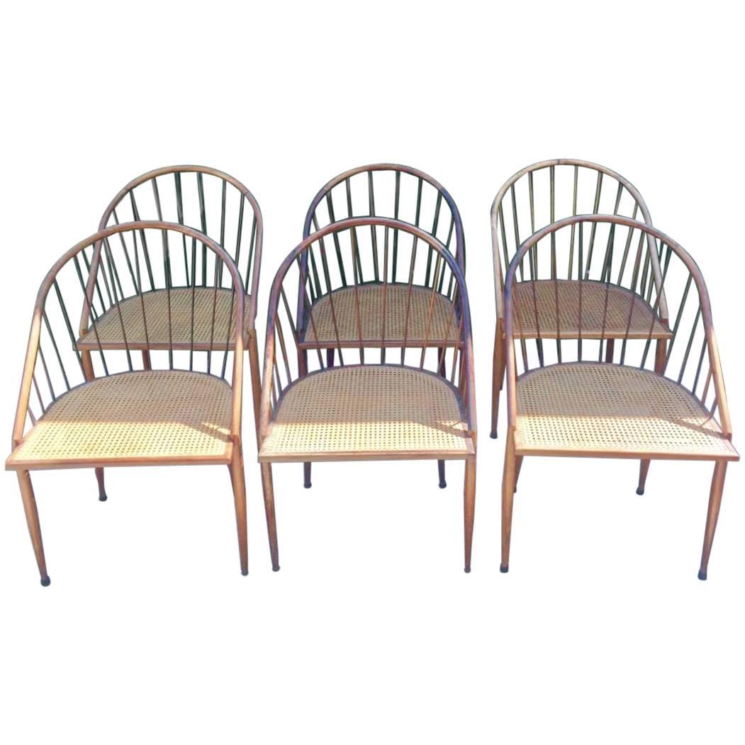 Set of Six Rosewood and Cane "Curva Com Varetas" Chairs