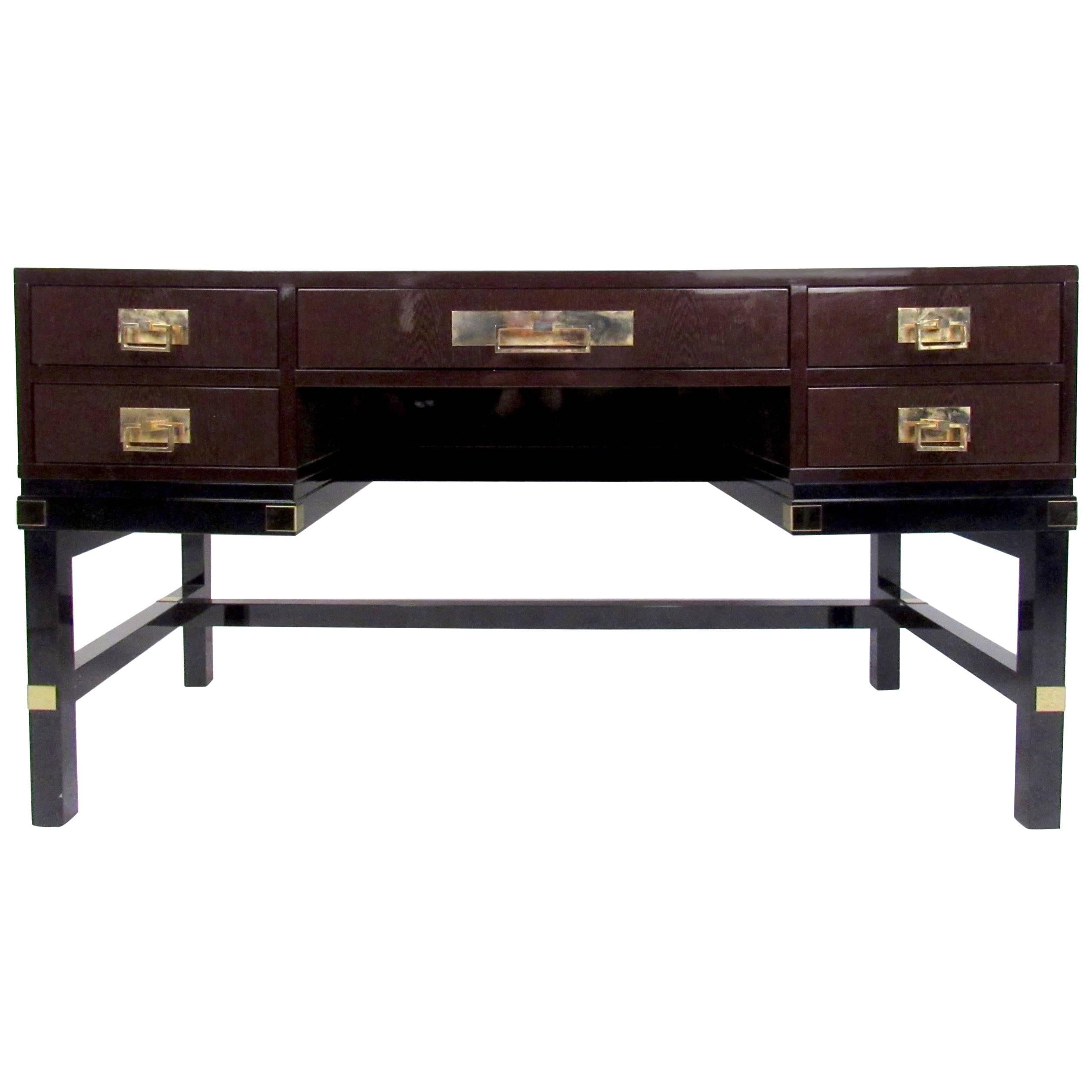 Classic Campaign Desk in Mahogany and Brass