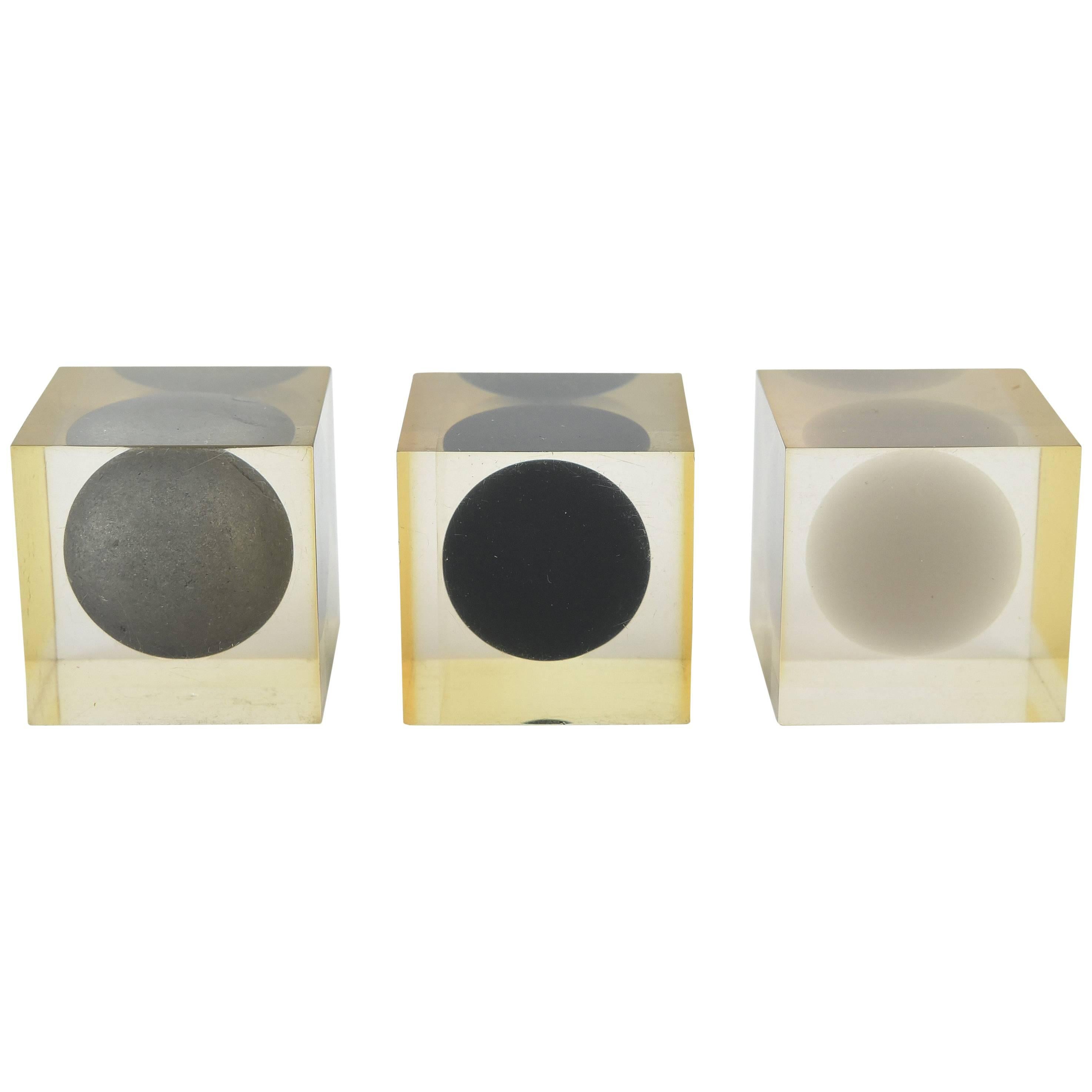 Three Lucite Cubes by Enzo Mari