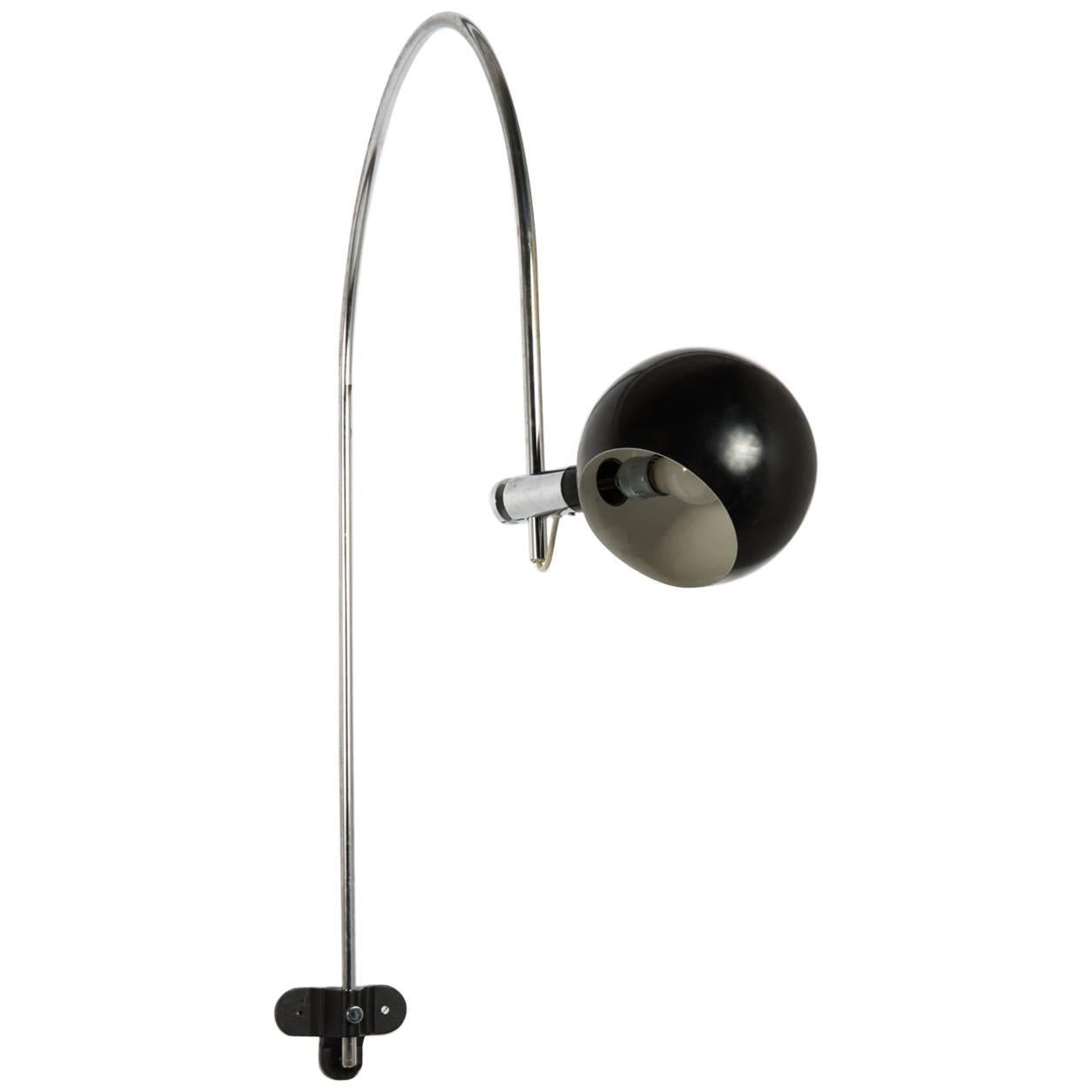 Large Bow Lamp in Black and Chrome Lacquered Metal For Sale