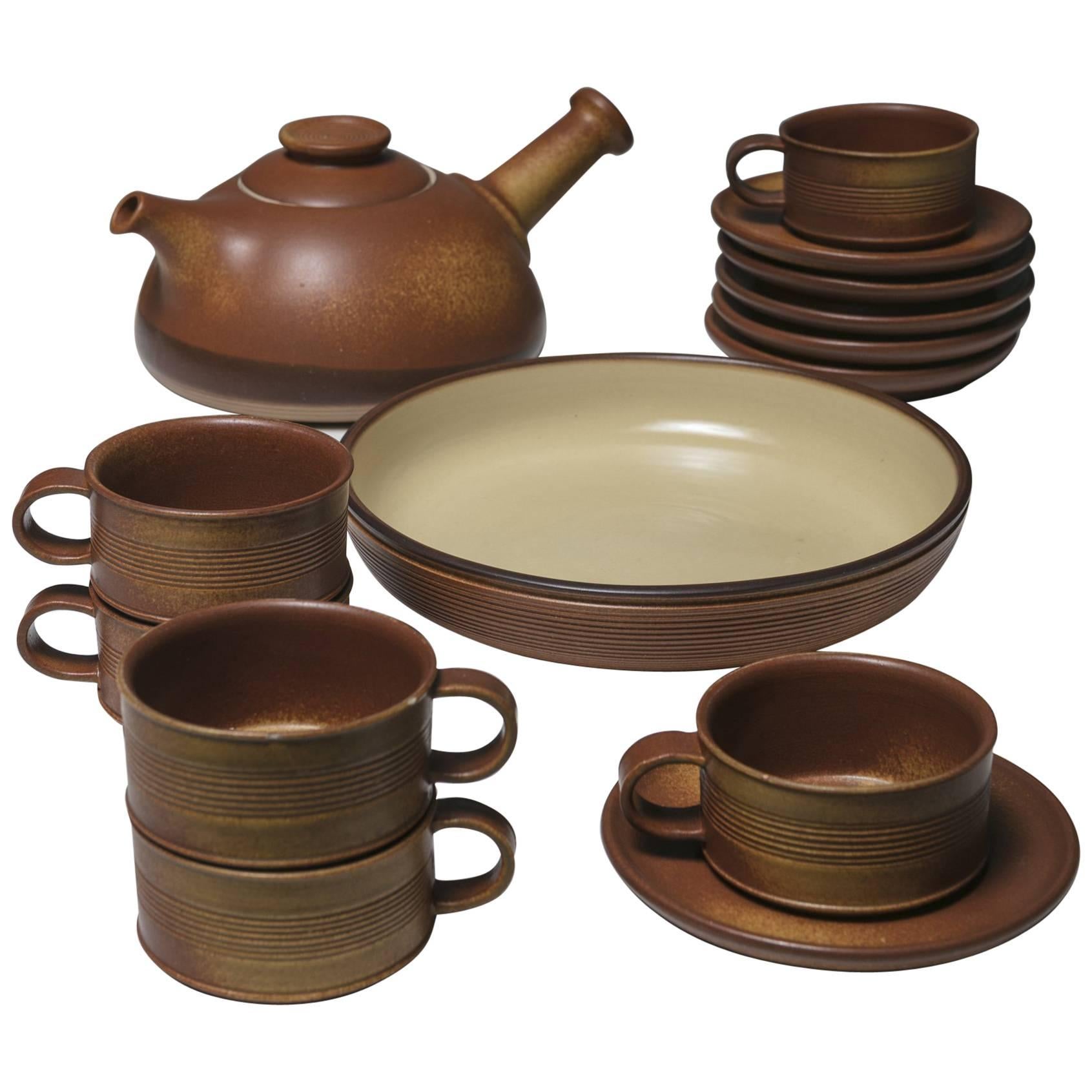 Ceramic Tea Set by Franco Bucci for Laboratorio Pesaro, Italy, 1970s For Sale