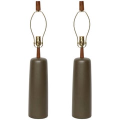 Gordon Martz Bark Brown Ceramic Lamps