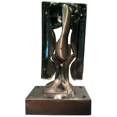 NICOLAS VLAVIANOS Modernist Steel and Wood Sculpture 1977