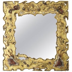 Brutalist Brass Mirror, circa 1950