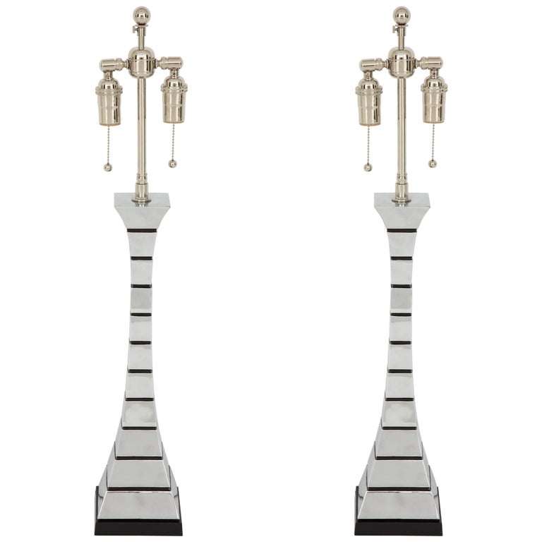 Pair of 1970s Midcentury Polished Chrome Lamps at 1stDibs