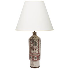 Bird and Flowers Table Lamp in Stoneware by Gustave Reynaud