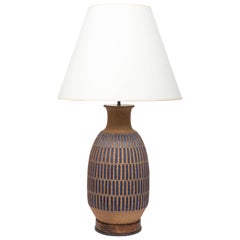 Blue Glaze Earthenware Table Lamp by David Cressey