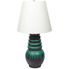 Black and Green Floor Vase by Scheurich, West Germany, Converted into Lamp