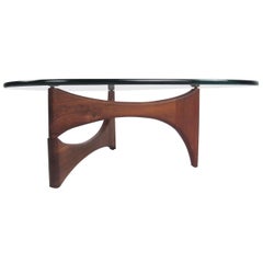 Mid-Century Modern Noguchi Style Triangular Glass Top Coffee Table