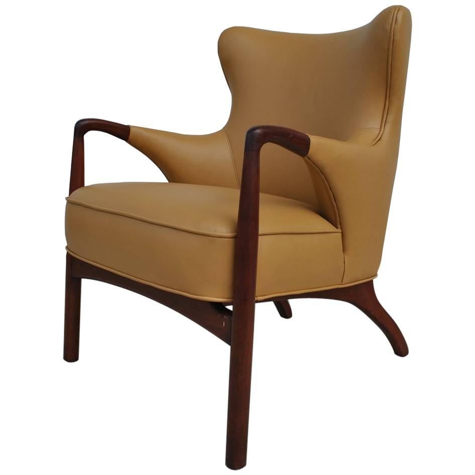 Vintage Midcentury Danish Wingback Lounge Chair